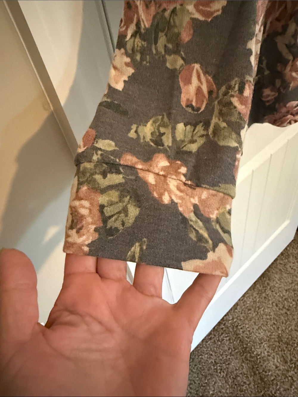 Sew In Love Gray long sleeve with Pink Rose Floral Print worn once!! - Picture 4 of 5